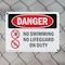 Signmission No Swimming No Lifeguard On Duty, 14 in W x Rectangle, Plastic OS-2PACK-DS-P-1014-L-1711 - alternate 3